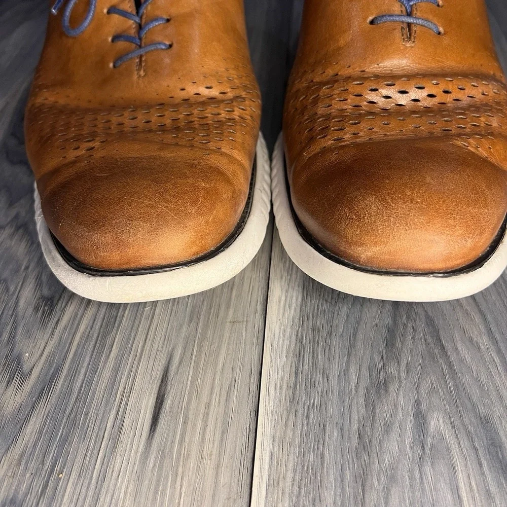 Cole Haan 2.ZEROGRAND Laser Wing Oxford Shoes Men's Size 13 Brown White Navy
